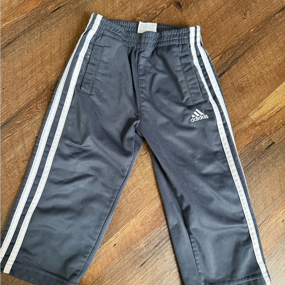 Adidas Kids Black Joggers with White Stripes